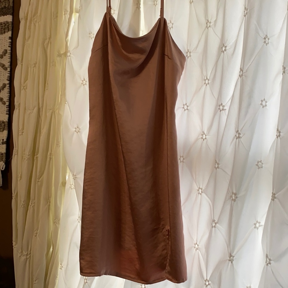 Pink silk slip dress